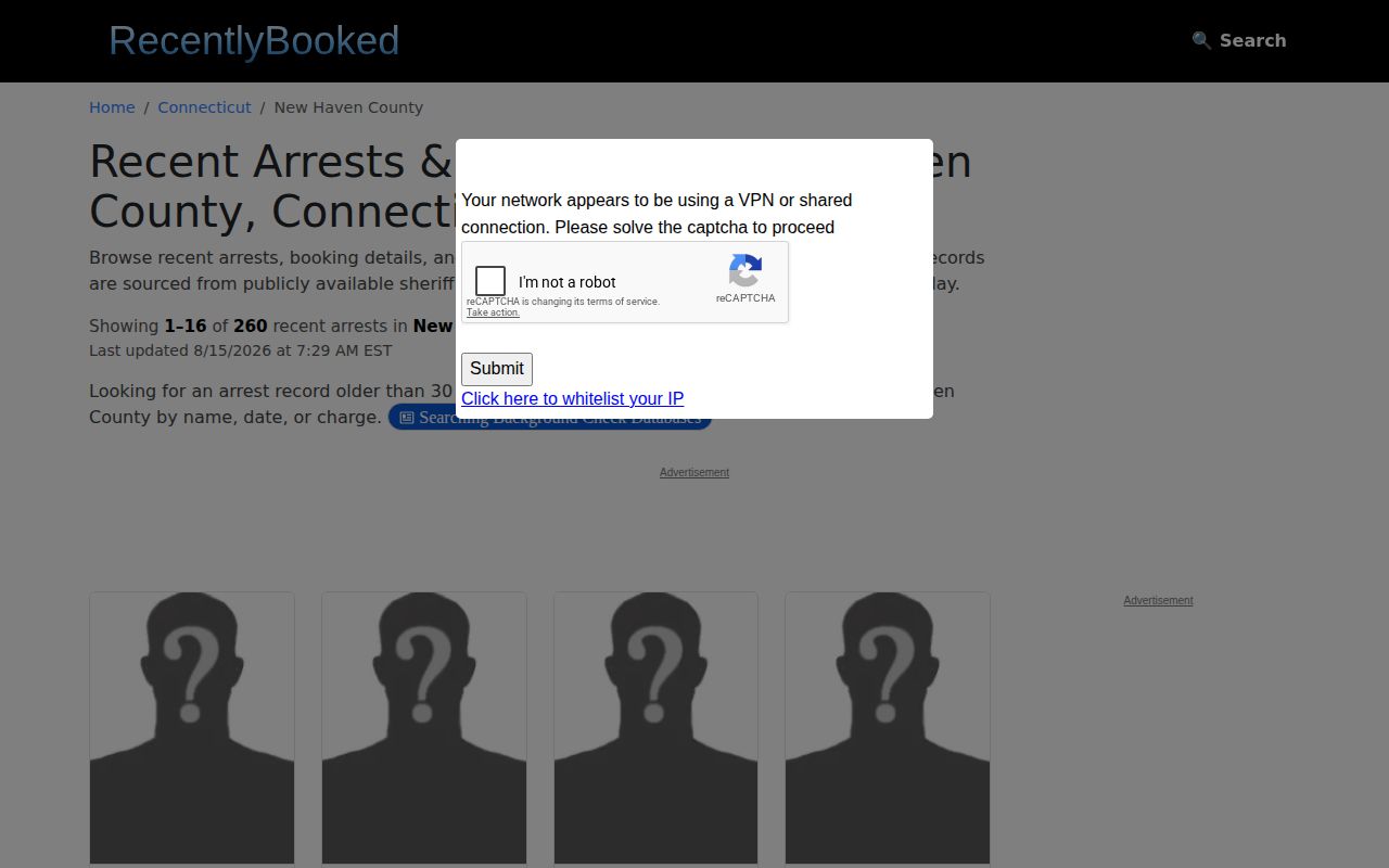 Unofficial New Haven geographic mugshot archive navigation for West Haven research