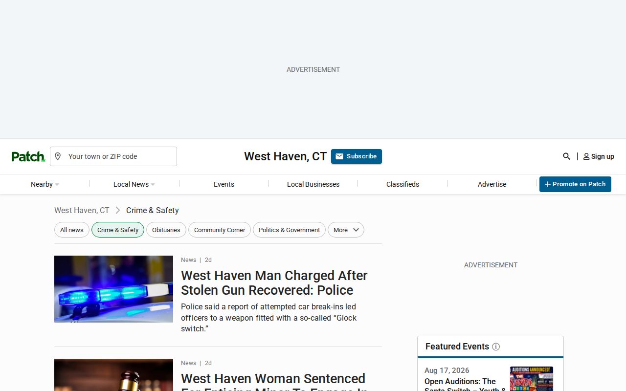 West Haven Patch crime news and arrest story index